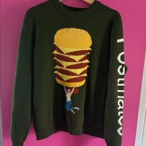 Playful Green Graphic Crewneck Sweater